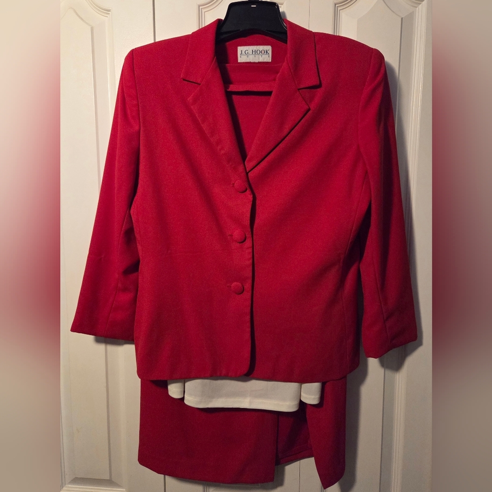 Vintage J.G. Hook Red Skirt Suit